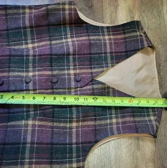 Vintage Handmade 2-Piece Plaid Buttondown Vest & Skirt Set Size Small - Picture 7 of 8